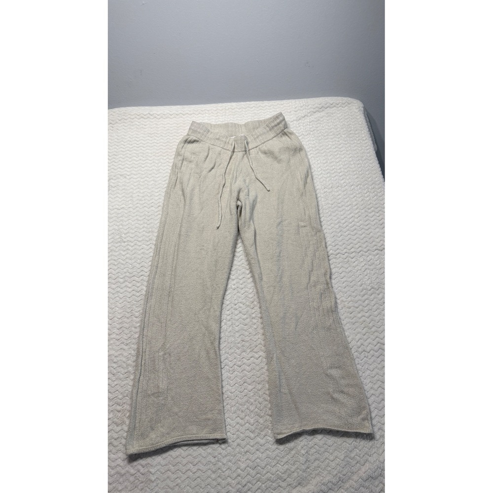 Spiritual Gangster Women Oatmeal Beige Knit Wide Leg Lounge Pants Small 4662